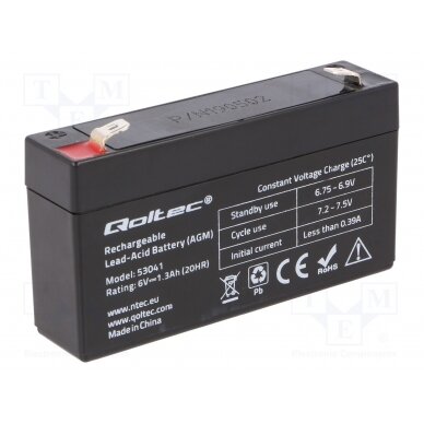 Re-battery: acid-lead; 6V; 1.3Ah; AGM; maintenance-free ACCU-HP1.3-6/Q QOLTEC