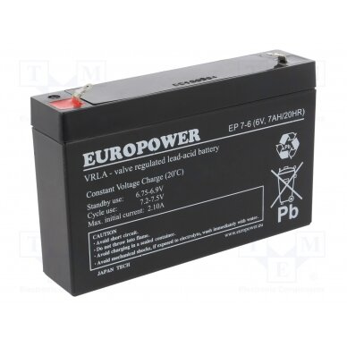 Re-battery: acid-lead; 6V; 7Ah; AGM; maintenance-free; EP ACCU-EP7-6/EUR EUROPOWER
