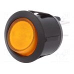 ROCKER; DPST; Pos: 2; ON-OFF; 20A/12VDC; yellow; neon lamp; 50mΩ R13-244B-02-BY SCI