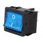 ROCKER; DPST; Pos: 2; ON-OFF; 6A/250VAC; blue; neon lamp; 250V; 50mΩ RS1333BBBL2N2 SCI