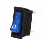 ROCKER; SPST; Pos: 2; ON-OFF; 10A/250VAC; blue; neon lamp; 250V; 50mΩ RS1391BBBL2N2 SCI