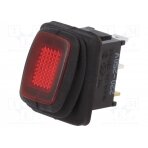 ROCKER; SPST; Pos: 2; ON-OFF; 10A/250VAC; red; IP65; neon lamp; 250V R13-66B8-02-BBR SCI