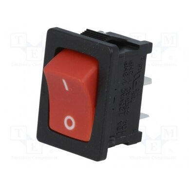 ROCKER; SPST; Pos: 2; ON-OFF; 10A/250VAC; red-white; none; 50mΩ RS1366ABRW2 SCI 1