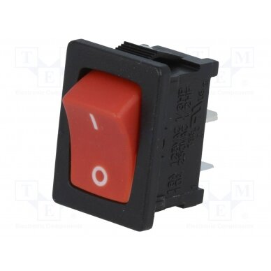 ROCKER; SPST; Pos: 2; ON-OFF; 10A/250VAC; red-white; none; 50mΩ RS1366ABRW2 SCI