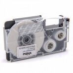 Juosta - kasetė lipdukų spausdintuvui Casio XR-9AX , 9mm, balta ant skaidrios