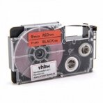 Juosta - kasetė lipdukų spausdintuvui Casio XR-9RD 9mm, juoda ant raudonos