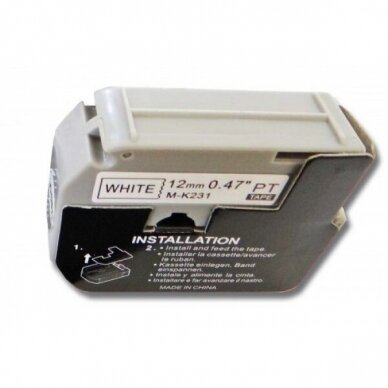Juosta - kasetė lipdukų spausdintuvui Brother M-K231 12mm, juoda ant balto