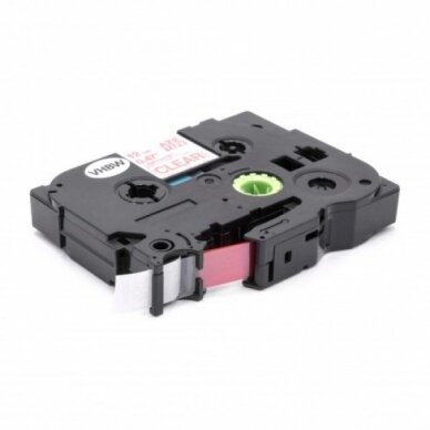 Juosta - kasetė lipdukų spausdintuvui Brother TZE-132 12mm, raudona ant bespalvės 1