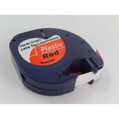 Juosta - kasetė lipdukų spausdintuvui Dymo 91203 12mm, juoda ant raudonos