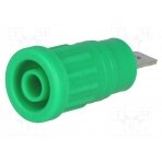 Socket; 4mm banana; 32A; green; nickel plated; on panel; insulated BS-324-LW-G