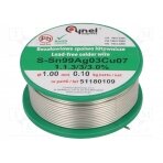 Soldering wire; Sn99Ag0,3Cu0,7; 1mm; 100g; lead free; reel; 3% SAC0307-1.0/0.1 CYNEL