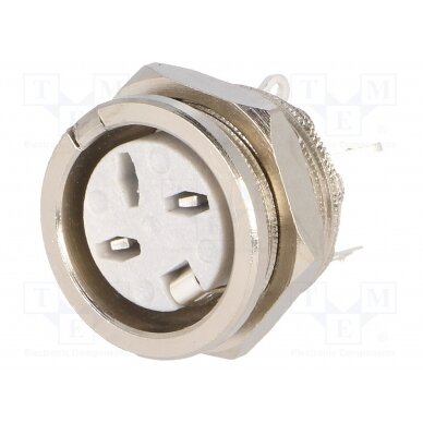 Socket; DIN; female; PIN: 3; Layout: 180°; for panel mounting,screw 650-0300 DELTRON