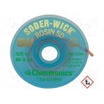 Tape: desoldering; halide-free,rosin,ROL0; W: 2mm; L: 3m; ESD CH-SW80-3-10 CHEMTRONICS