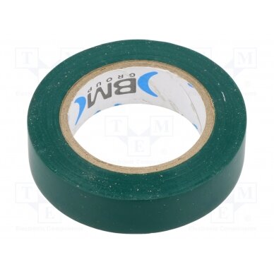 Tape: electrical insulating; W: 15mm; L: 10m; Thk: 0.15mm; green BMESB1510VE BM GROUP