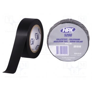 Tape: electrical insulating; W: 19mm; L: 10m; Thk: 0.15mm; black HPX-5200-1910BK HPX 1