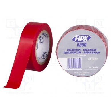 Tape: electrical insulating; W: 19mm; L: 10m; Thk: 0.15mm; red; 241% HPX-5200-1910RD HPX 1