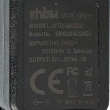 Maitinimo adapteris (kroviklis) 5,5x2,5mm, 3V, 2A, universalus 4