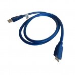 USB 3.0 kabelis Micro B, mėlynas, 1 m