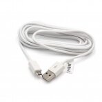USB duomenų kabelis Micro-USB 3 m, baltas