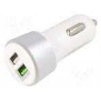 USB power supply; USB A socket x2; white; Uin: 12÷24V SAVAUTOSA-06/W SAVIO