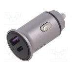 USB power supply; USB A socket,USB C socket; Inom: 5A; grey; 30W FFFH0 VENTION