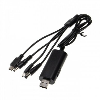USB adapteris / kabelis DC kištukas, Micro USB, Mini USB 5V, 9V, 12V 1