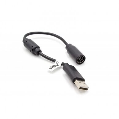 USB kabelis žaidimų konsolės valdymo pultui XBOX 360, apsauga nuo išjungimo, juodas