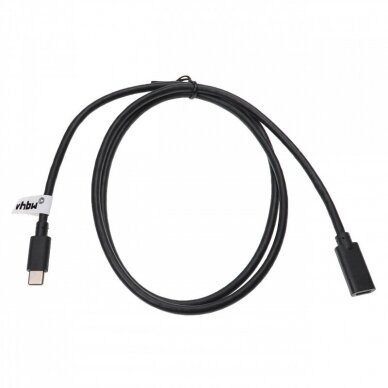 USB-C prailginimo kabelis, 1m, juodas, USB 3.1 C laidas