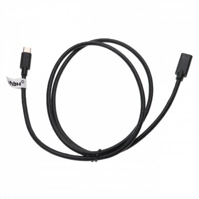 USB-C prailginimo kabelis, 1m, juodas, USB 3.1 C laidas 1