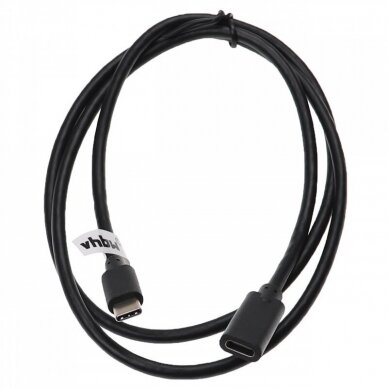USB-C prailginimo kabelis, 1m, juodas, USB 3.1 C laidas 2