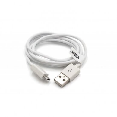 USB duomenų kabelis Micro-USB 1 m, baltas
