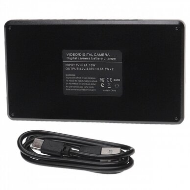 USB dvigubas maitinimo adapteris (kroviklis) Panasonic VW-VBK180 baterijoms su ekranu 1