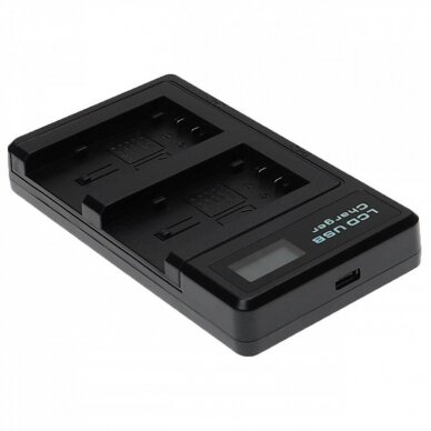 USB dvigubas maitinimo adapteris (kroviklis) Panasonic VW-VBK180 baterijoms su ekranu 2