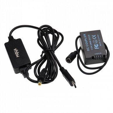Maitinimo adapteris (kroviklis) foto - video kamerai DMW-AC8 Panasonic Lumix + DC jungtis DMW-DCC6, USB 2