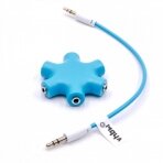 5 krypčių garso skirstytuvas AUX kabelis, 3,5mm, mėlynas