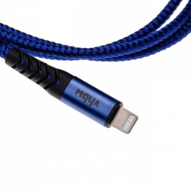 2in1 duomenų kabelis USB tipo C Lightning, nailoninis, 1m, mėlynas 1
