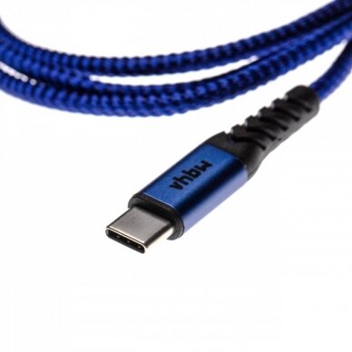 2in1 duomenų kabelis USB tipo C Lightning, nailoninis, 1m, mėlynas 2