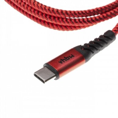 2in1 duomenų kabelis USB tipo C Lightning, nailoninis, 1m, raudona - juoda 2