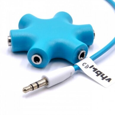 5 krypčių garso skirstytuvas AUX kabelis, 3,5mm, mėlynas 1