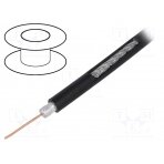 Wire: coaxial; RG6; 1x75Ω; solid; Cu; PE; black; 100m; Øcable: 6.91mm RG6-CU-FLOODED TELESTE