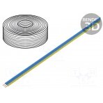 Wire: ribbon; stranded; Cu; 3x0,14mm2; PVC; blue,yellow; 250V; 50m D-318-223-50 DONAU ELEKTRONIK