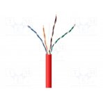Wire; U/UTP; 4x2x24AWG; 5e; solid; CCA; PVC; red; 305m; Øcable: 5.4mm UPC-5004E-SOL-R GEMBIRD