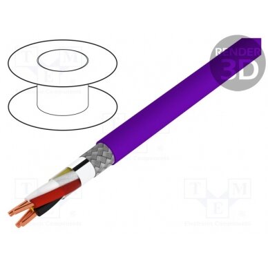 Wire; EiB/KNX,outdoor; 2x2x0,8mm; solid; Cu; FRNC; violet; 6.2mm E-BUS-2X2X0.8-FRNC HELUKABEL 1