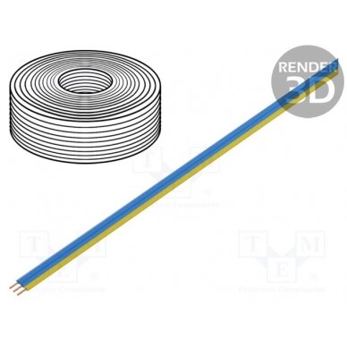Wire: ribbon; stranded; Cu; 3x0,25mm2; PVC; blue,yellow; 350V; 50m D-325-223-50 DONAU ELEKTRONIK 1