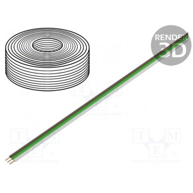 Wire: ribbon; stranded; Cu; 3x0,25mm2; PVC; white,brown,green; 350V D-325-485-25 DONAU ELEKTRONIK 1