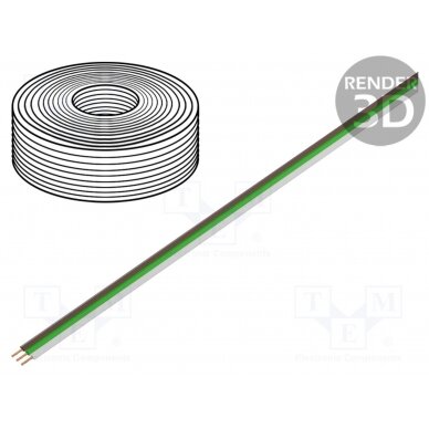 Wire: ribbon; stranded; Cu; 3x0,25mm2; PVC; white,brown,green; 350V D-325-485-25 DONAU ELEKTRONIK